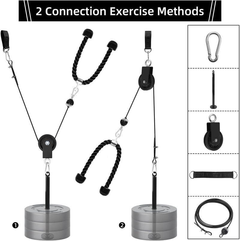 sunmeg LAT and Lift Pulley System, Weight Cable Machine for Power Cage & Squat Rack, LAT Pulldown Attachments for Triceps Pull Down, Biceps Curl, Back & Forearm Workouts - Home Gym Equipment - Image 3
